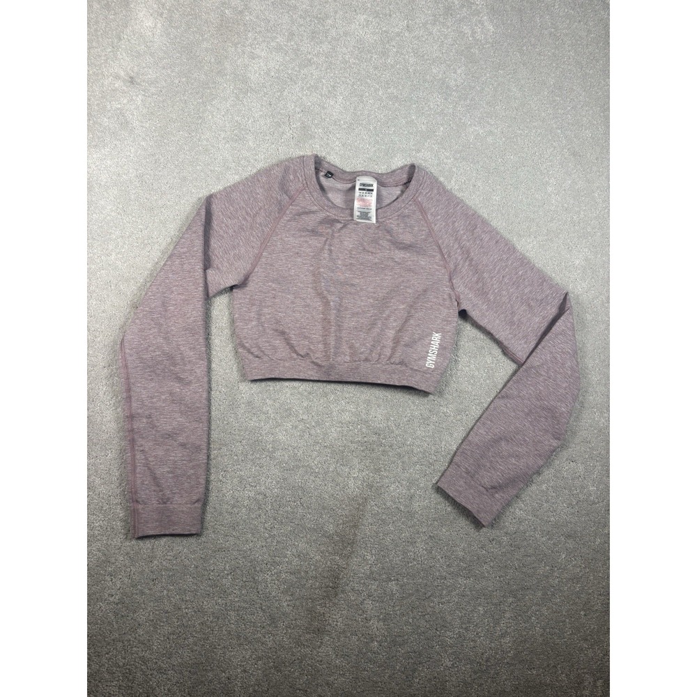 Gymshark Womens Adapt Marl Crop Top Size M Long Sleeve Seamless Workout Gym Flaw